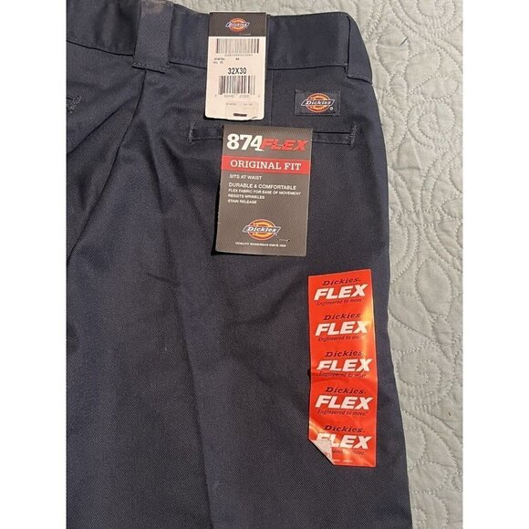 DICKIES Men's Flex Original Fit Straight Leg Pants Trousers Navy Blue 32x30 NEW - Picture 10 of 11
